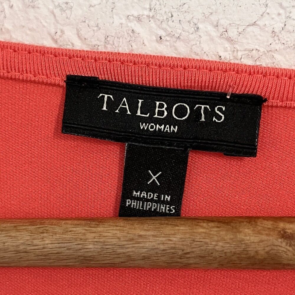 Talbots Woman Coral Wrap Top Size 1X Stretch Long Sleeve Deep V-Neck - Picture 5 of 8